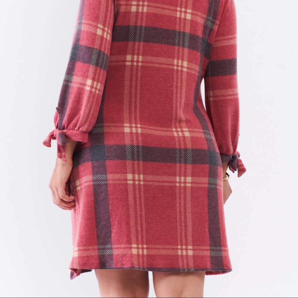 SOLD❤️Gilli Retro Dusty Red Plaid Relaxed Soft Mini Dress - Picture 6 of 6